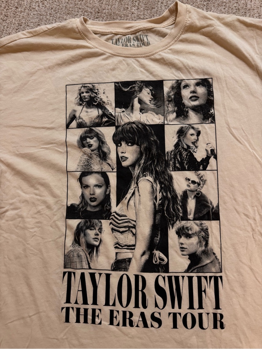 Taylor Swift Cream and Black Multi-Image Eras Tour Short Sleeve Tee